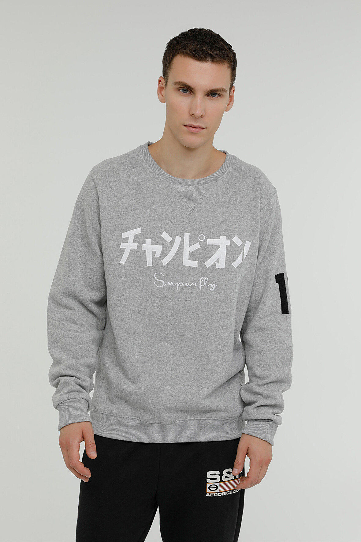 MEN SWEAT-1 GRI MELANJ Erkek Sweatshirt