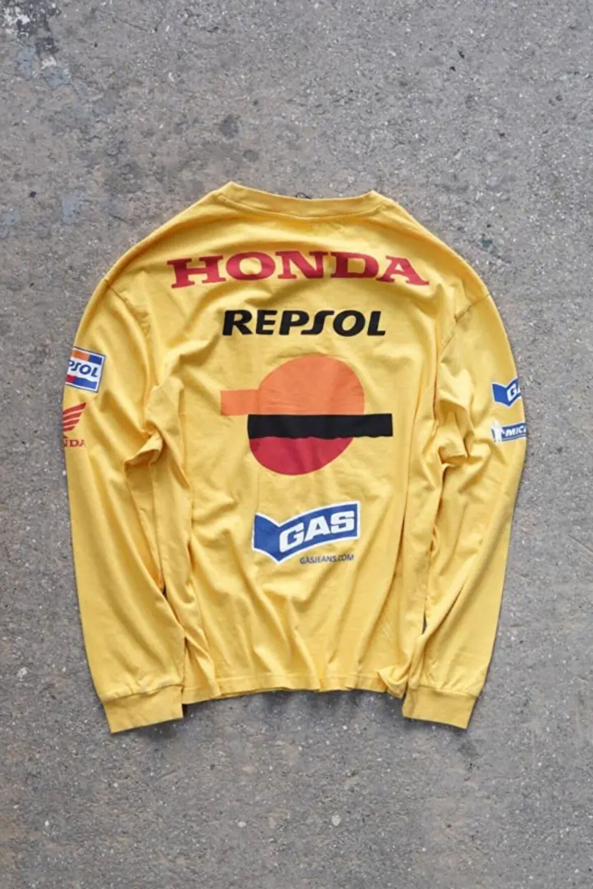 Overdrive Unisex Sarı Uzun Kollu Honda Repsol Racing Motorcu Tişörtü