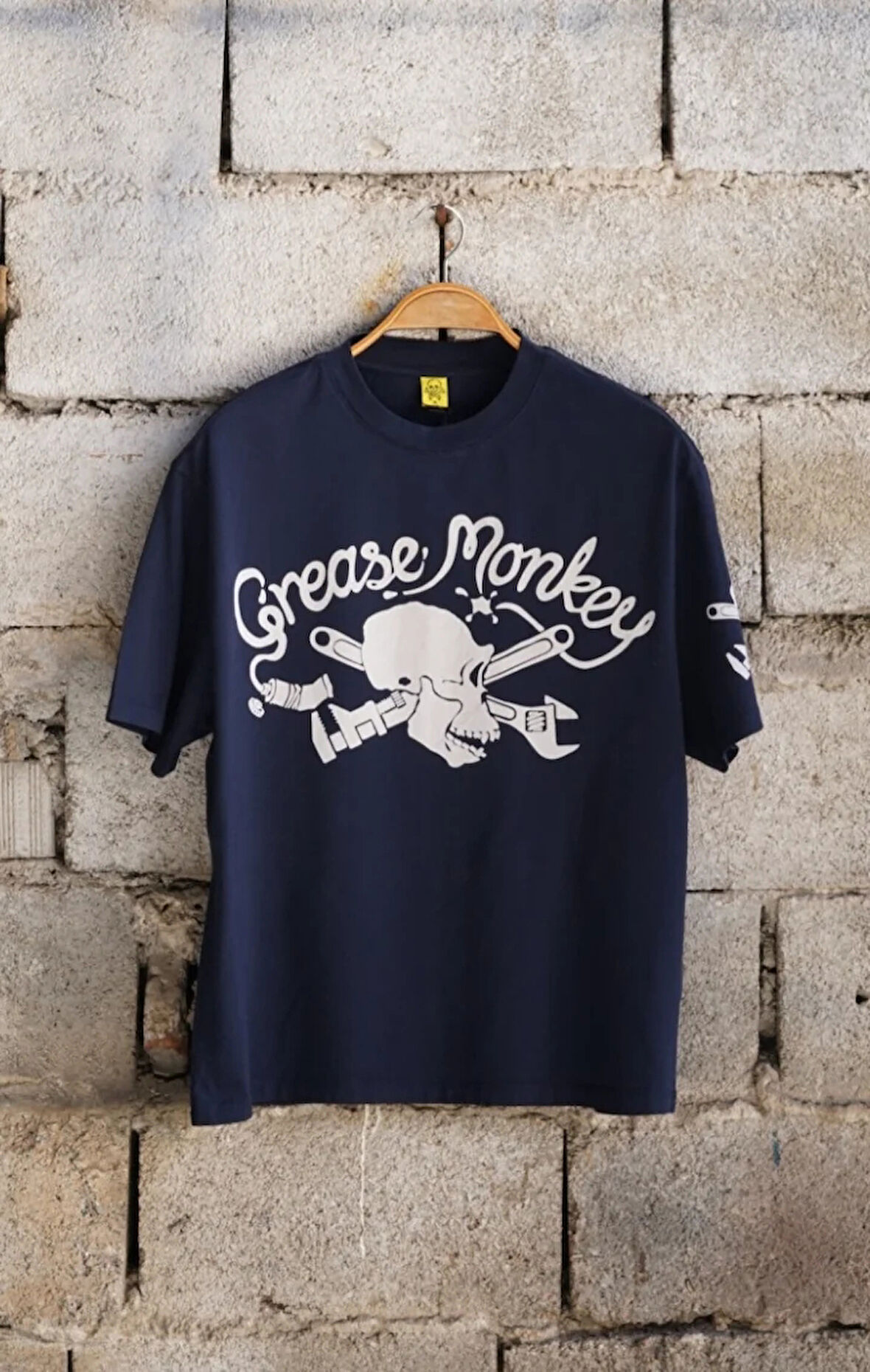 Grease Monkey Motorcycle Unisex Lacivert Oversize Tişört