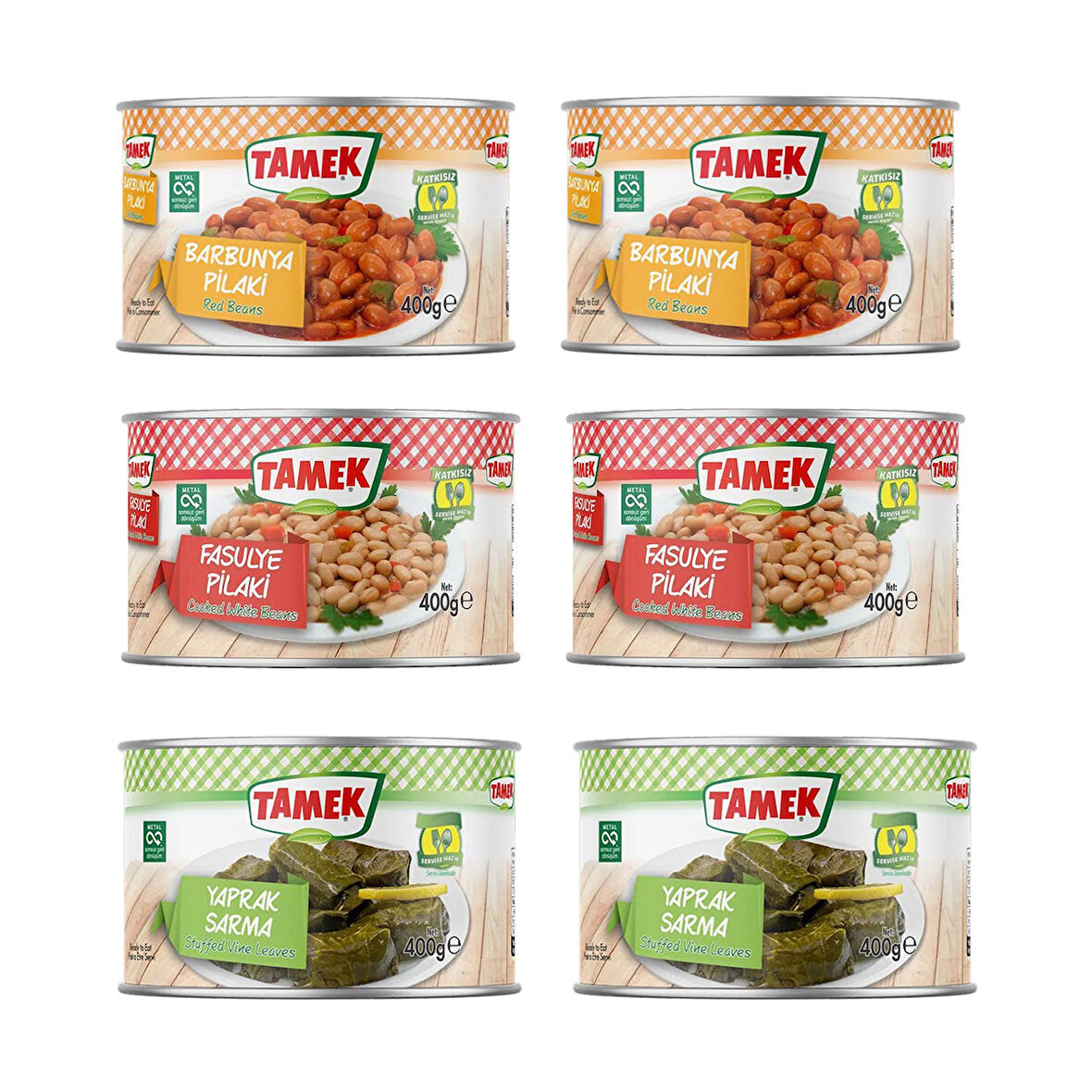 Tamek Barbunya - Fasulye - Yaprak Sarma 400 gr x 6 lı Karma Paket