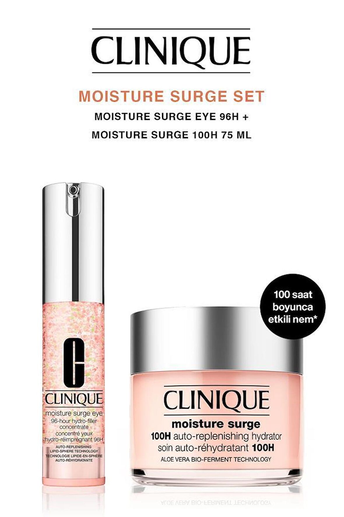 Clinique Moisture Surge 100 Saat Etkili Nemlendirici Canlandırı Etki Cilt ve Göz Bakım Kremi 50+15ml