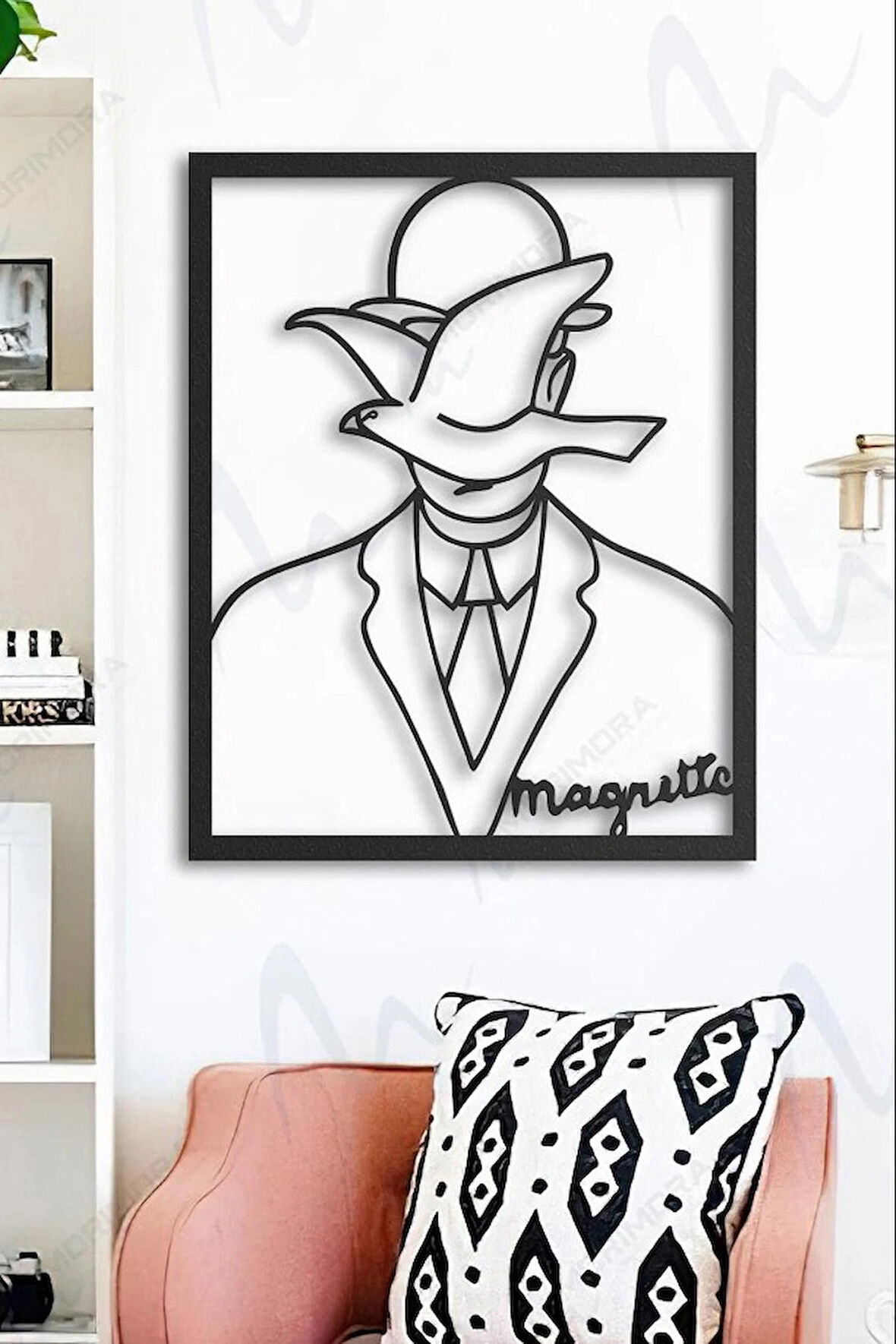 Rene Magritte Metal Duvar Tablosu - Siyah