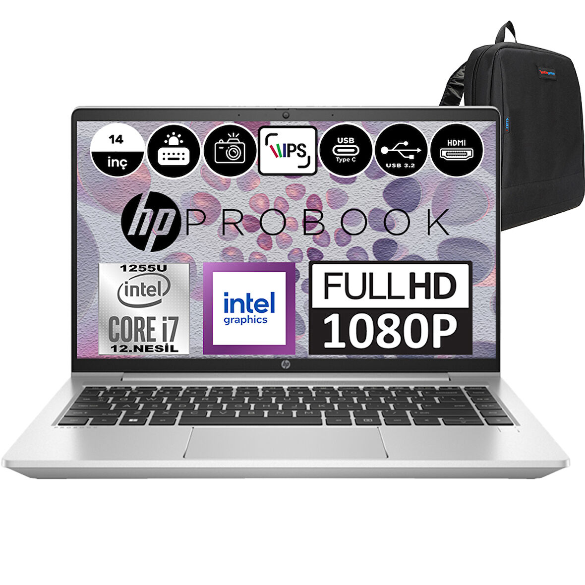 Hp Probook 440 G9 Intel Core I7 1255U 48GB 1tb SSD Intel® Iris® Xᵉ Grafik Windows 11 Home 14" IPS Fhd Taşınabilir Bilgisayar 969F1ETH28+ Zetta Çanta