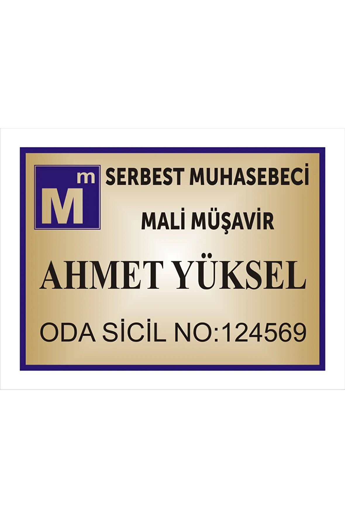 Serbest Muhasebeci Mali Müşavir Kapı isimliği Aliminyum parlak Metal Levha 19*26cm