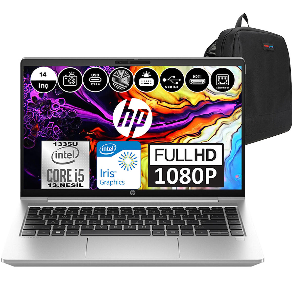 Hp Probook 440 G10 Intel Core I5 1335U 32GB 512GB SSD Intel® Iris® Xᵉ Windows 11 Home 14" FHD Taşınabilir Bilgisayar 8A565EAH10 + Weblegelsin Çanta