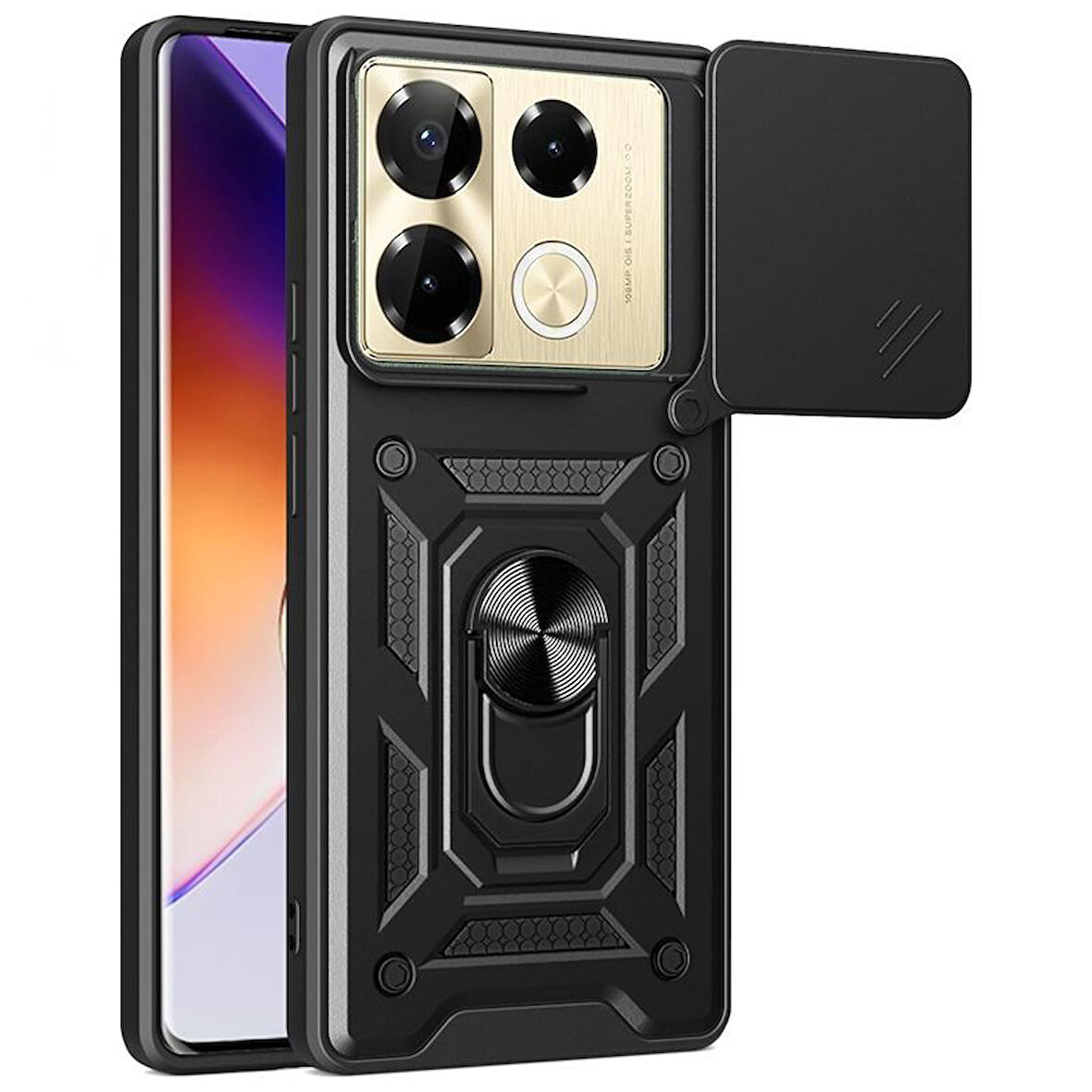 Gpack İnfinix Note 40 Pro Plus Kılıf Pars Sürgülü Vega Yüzüklü Sert Silikon