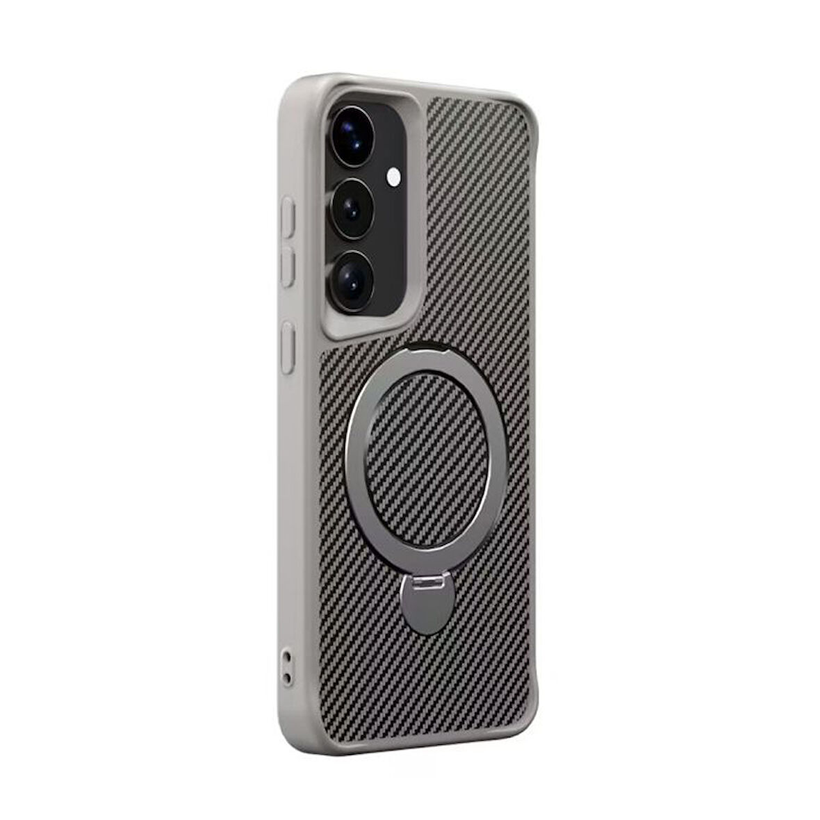 Gpack Samsung Galaxy S25 Plus Kılıf Karbon Fiber Magsafeli Standlı Alp Kapak