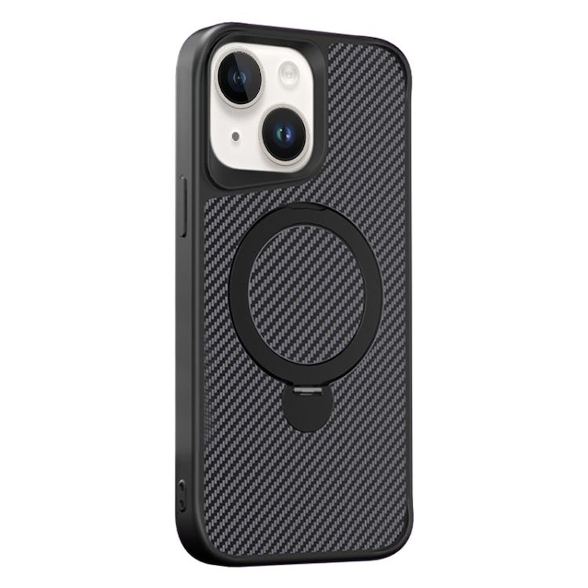 Gpack Apple iPhone 14 Plus Kılıf Karbon Fiber Magsafeli Standlı Alp Kapak
