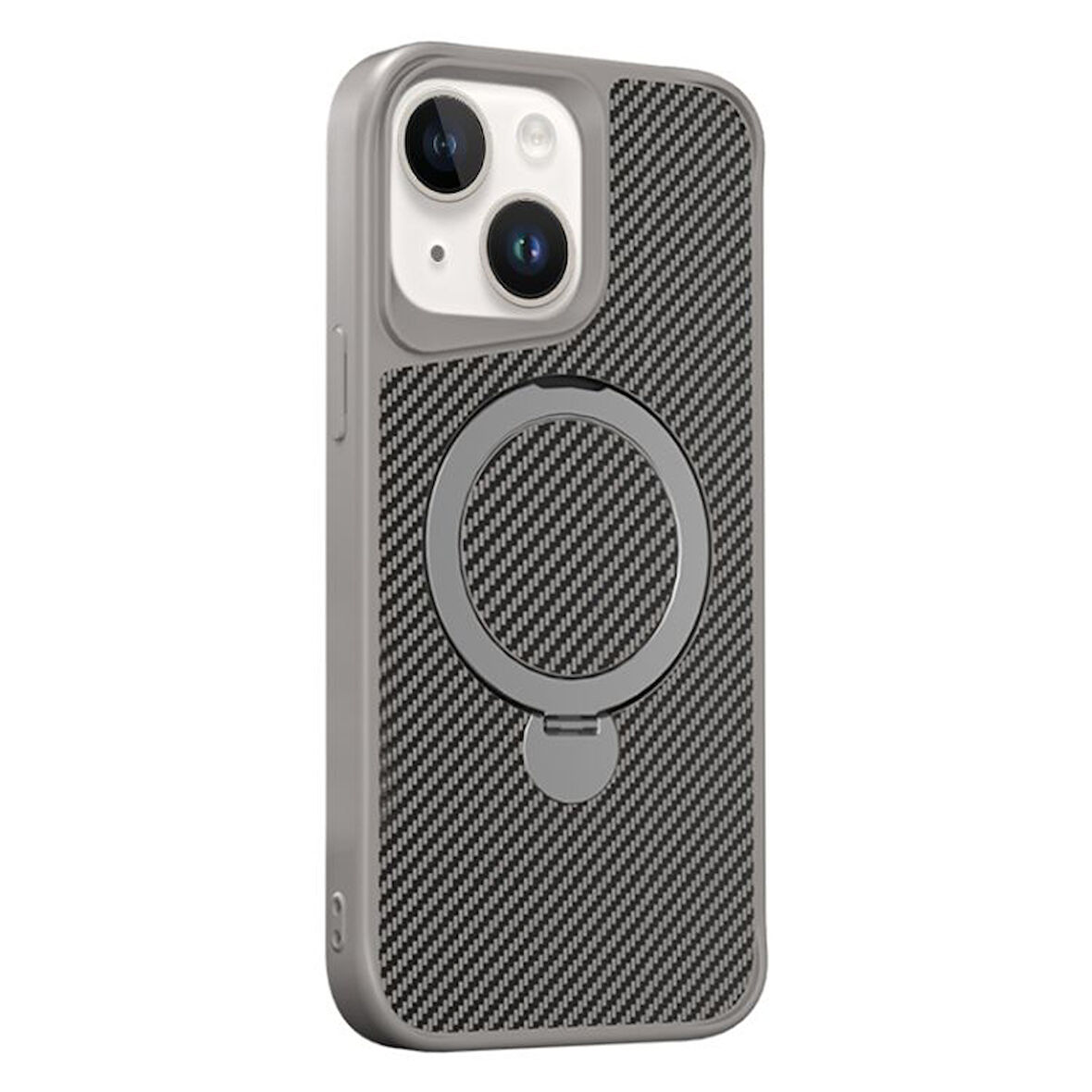 Gpack Apple iPhone 14 Plus Kılıf Karbon Fiber Magsafeli Standlı Alp Kapak