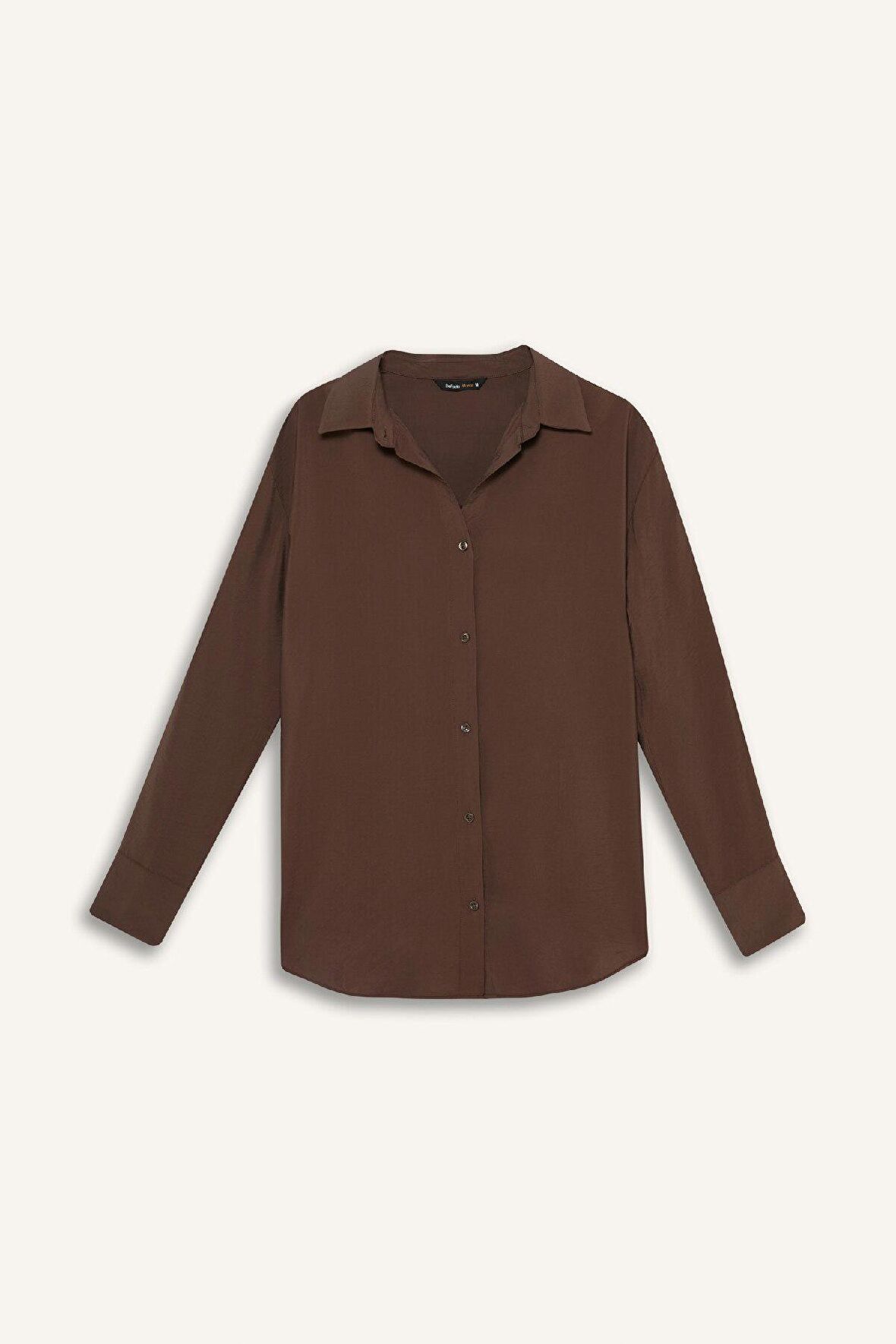 Oversize Geniş Kalıp Basic Düz Uzun Kollu Gömlek