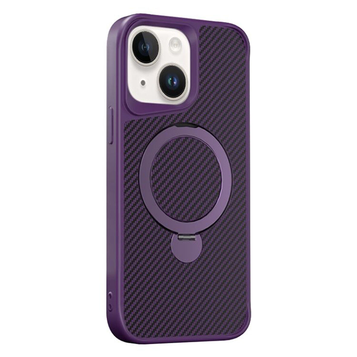 Gpack Apple iPhone 14 Plus Kılıf Karbon Fiber Magsafeli Standlı Alp Kapak
