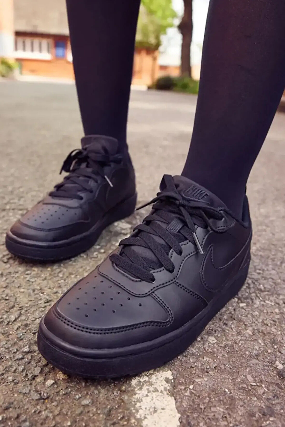 Nike Court Borough Low 2 Siyah Deri Unısex Günlük Spor Ayakkabı