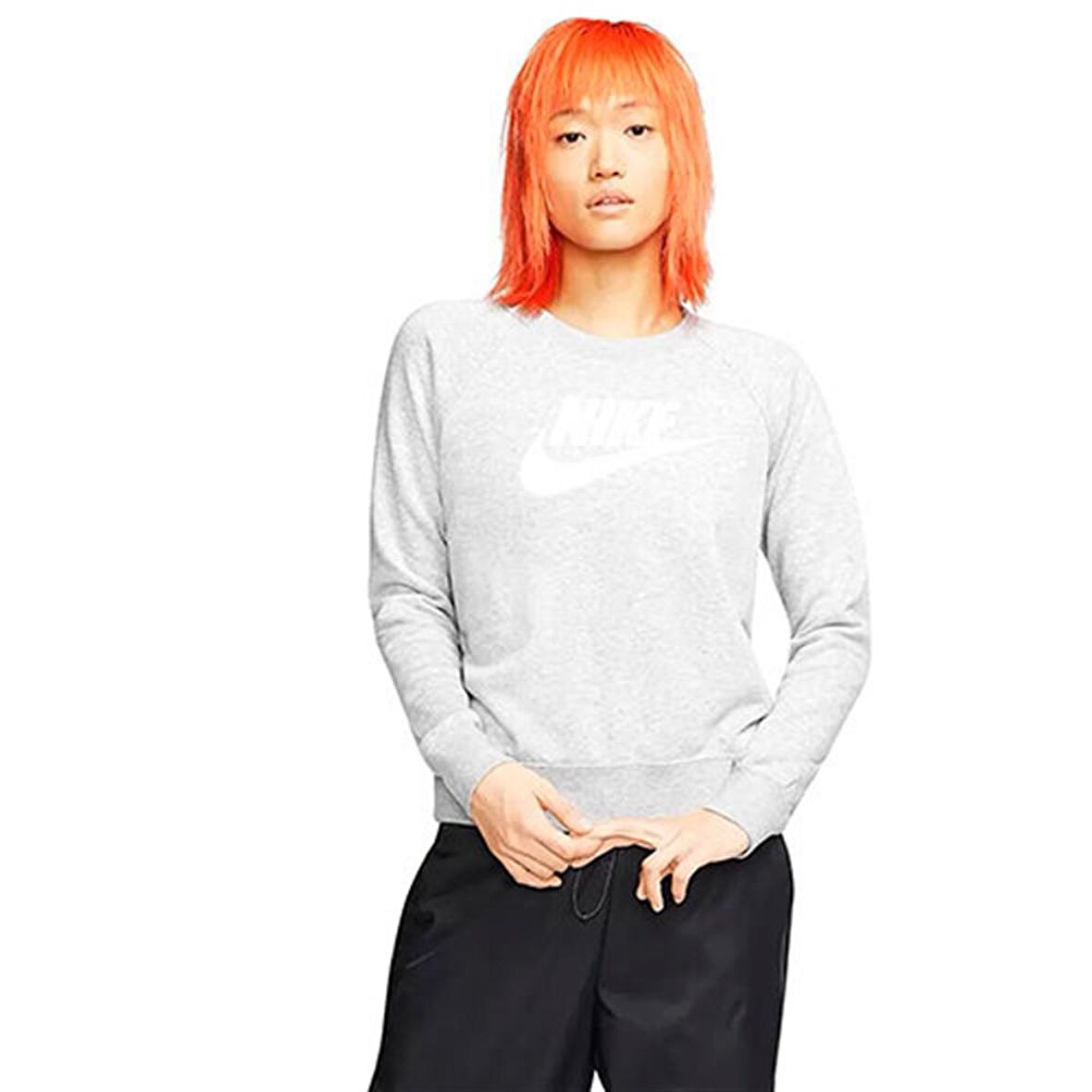 Nike W Nsw Essntl Flc Gx Crew Kadın Gri T-shirt - 