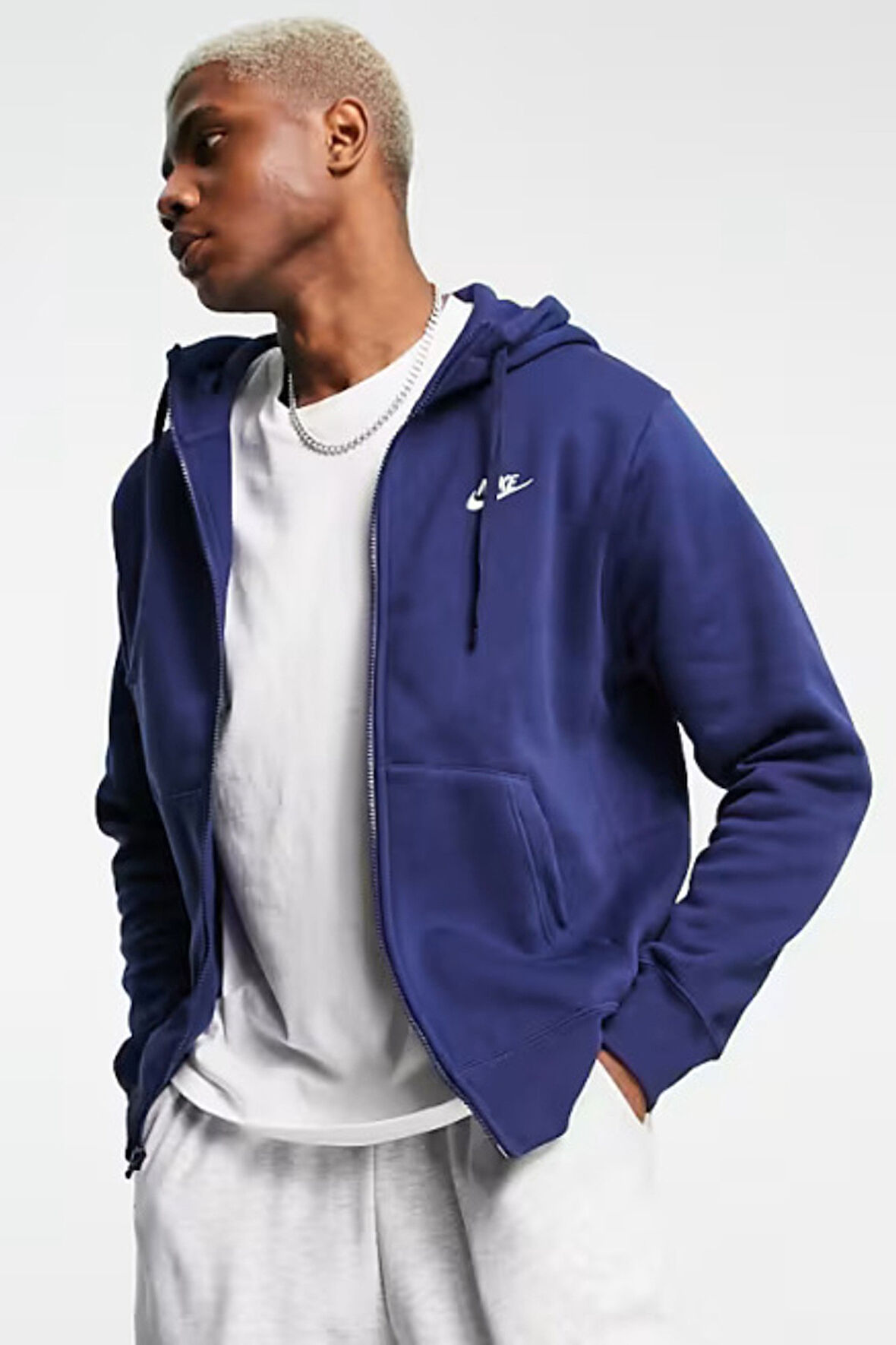 Nike Sportswear Club Full Zip Hoodie Şardonlu Erkek Lacivert Sweatshirt