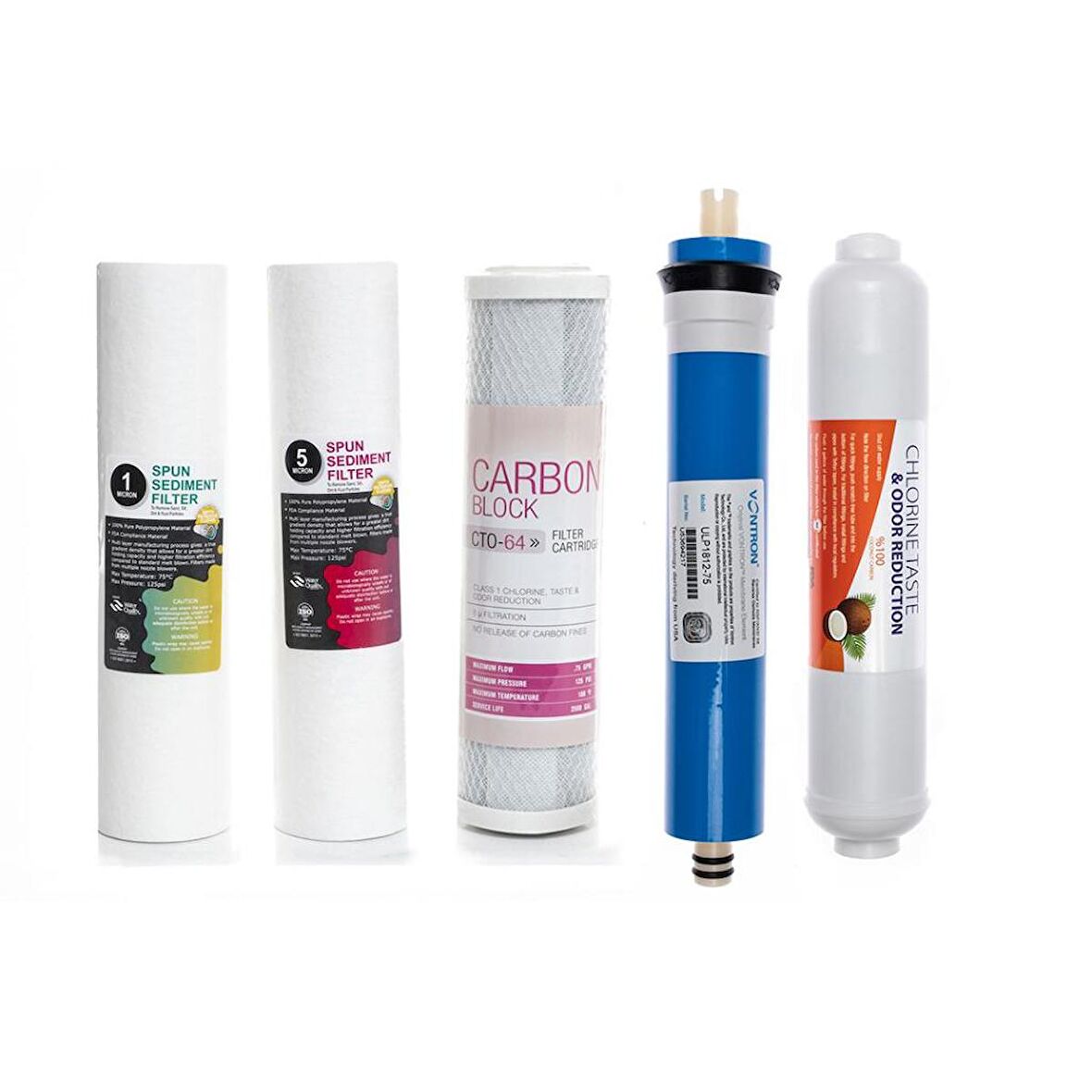 Sulook Açık Kasa Su Arıtma Cihazlarına Uyumlu 5'li Filtre Seti Vontron Membranlı