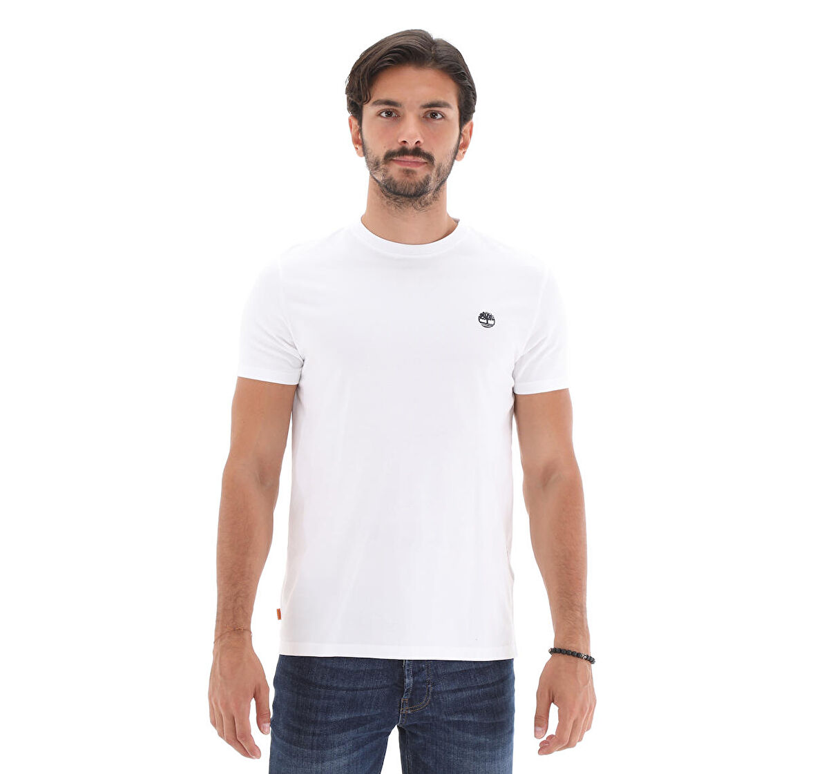 B0A2BPR1001-R Timberland Ss Dunstan River Jersey Crew Tee Slim Erkek T-Shirt Beyaz