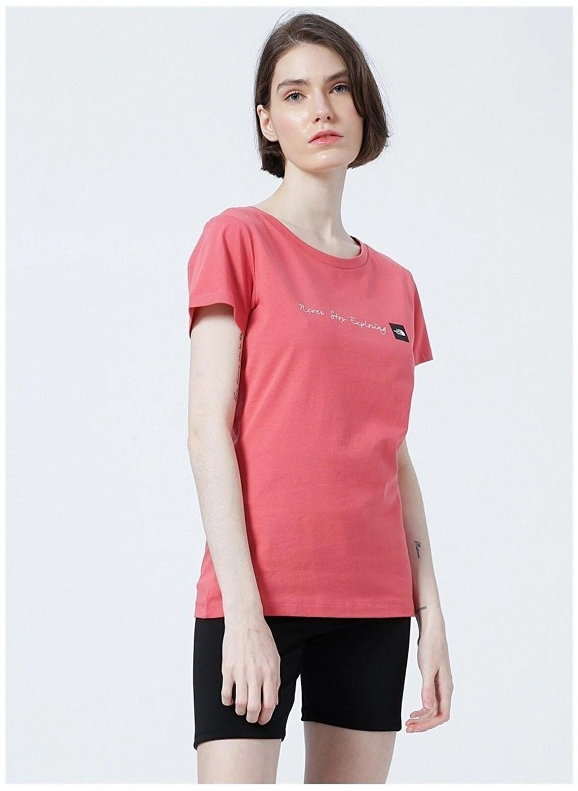 F00A6PR3961-R The North Face W S-s Neverstopexplorıng Tee-Eu Kadın T-Shirt Pembe