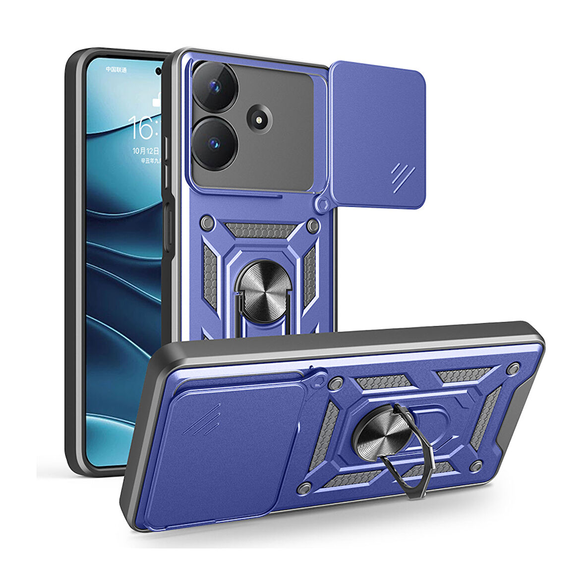 Gpack Realme Note 60 uyumlu Kılıf Pars Sürgülü Vega Yüzüklü Sert Silikon