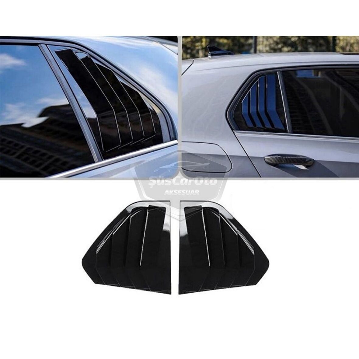 Vw Golf 8 2019 Sonrası Uyumlu Kelebek Cam Izgarası Kelebek Cam Vizörü Havalandırma Sağ Sol Takım Parlak Siyah