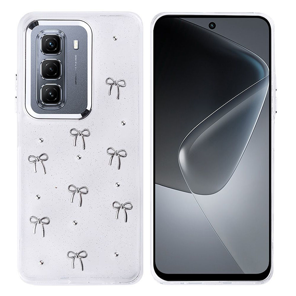 Gpack İnfinix Hot 50 4G uyumlu Kılıf Kenarlar Airbagli Simli Şeffaf Kutup Kapak