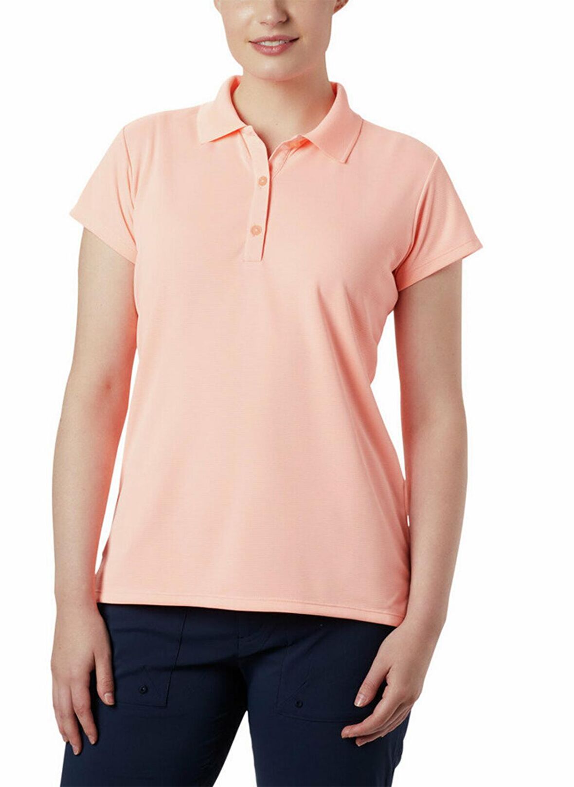 Columbia 911049-5017 Polo Yaka Normal Kalıp Düz Pembe Kadın Polo T-Shirt