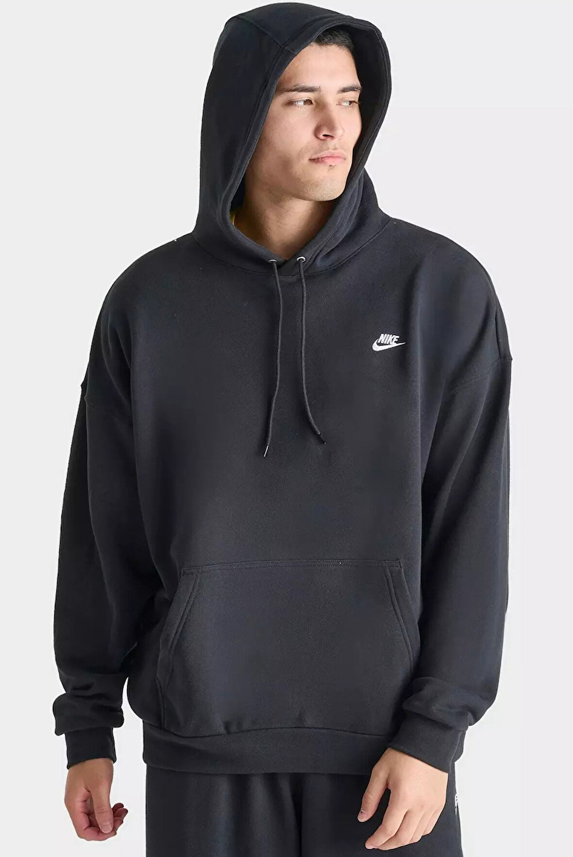 Nike Nsw Clup Fleece Hoodie Oversize Geniş Kesim Siyah Erkek Sweatshrit