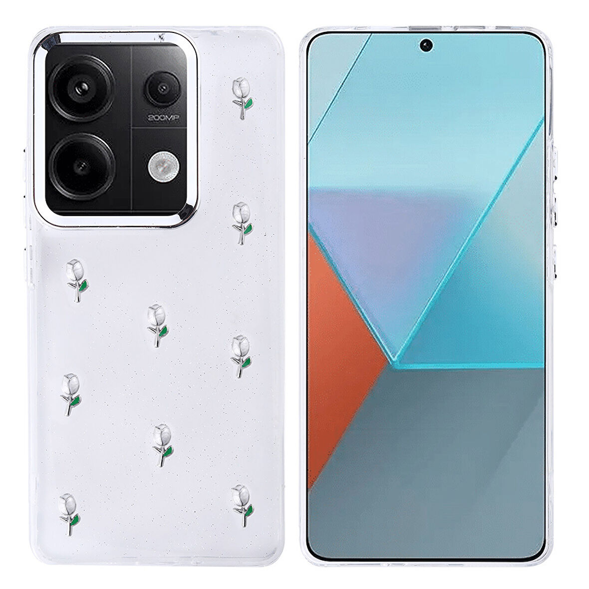 Gpack Xiaomi Redmi Note 13 Pro 4G uyumlu Kılıf Kenarlar Airbagli Simli Şeffaf Kutup Kapak
