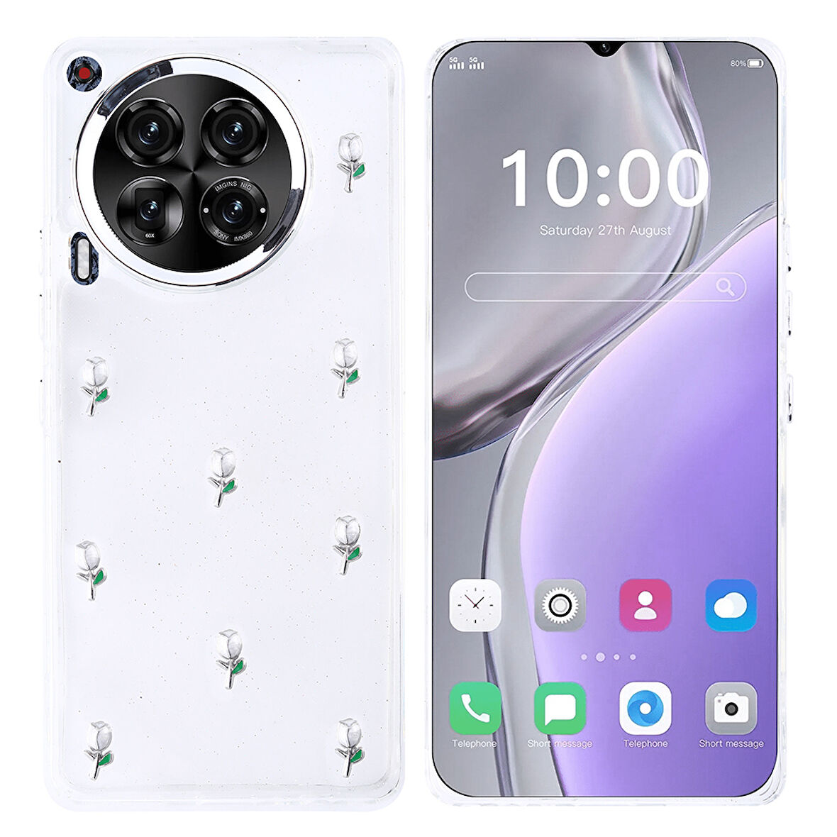 Gpack Tecno Camon 30 uyumlu Kılıf Kenarlar Airbagli Simli Şeffaf Kutup Kapak