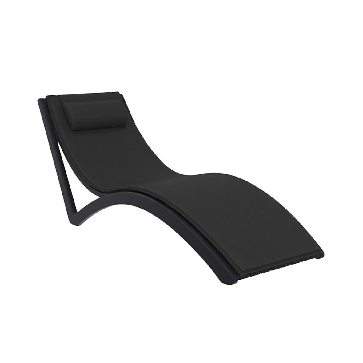 Omnipazar TRK-087 Siesta Minderli Yastıklı Lüks Ergonomik Slim Şezlong  Siyah