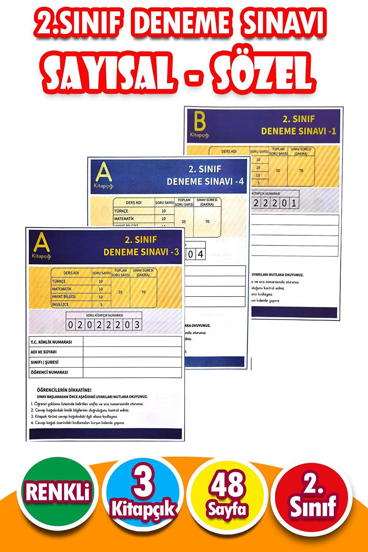 2.Sınıf Deneme Sınavı - 3 Kitapcık 