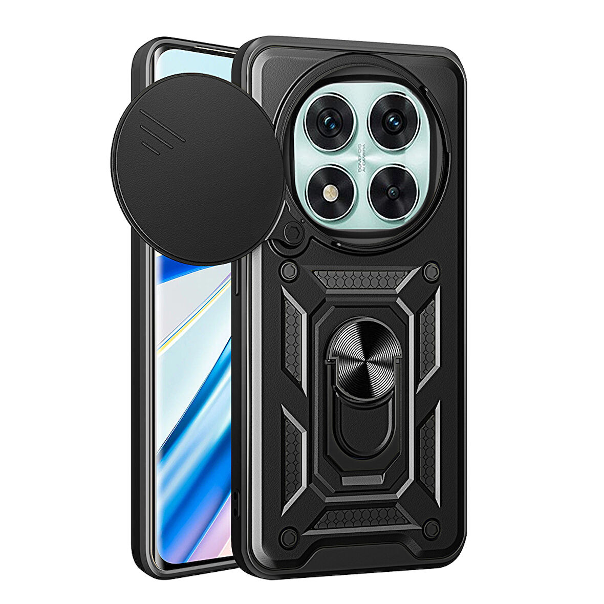 Gpack Xiaomi Redmi Note 14 Pro 5G uyumlu Kılıf Pars Sürgülü Kamera Korumalı Yüzüklü Sert Silikon