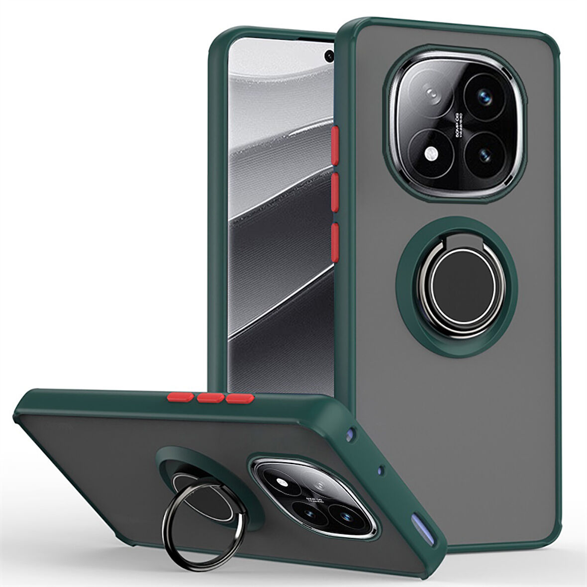 Gpack Xiaomi Redmi Note 14 Pro Plus uyumlu Kılıf Montreal Yüzüklü Mıknatıslı Kamera Korumalı Silikon