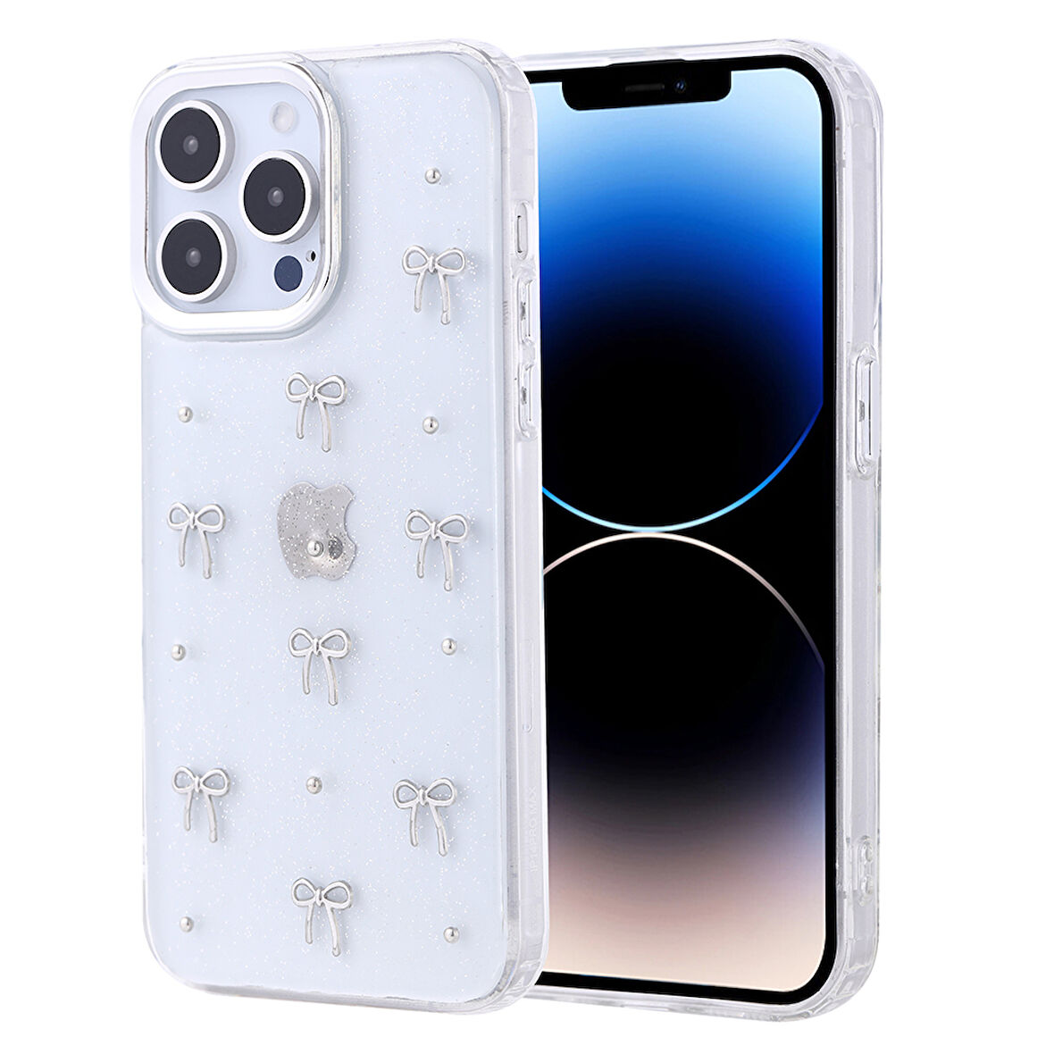 Gpack iPhone 14 Pro uyumlu Kılıf Kenarlar Airbagli Simli Şeffaf Kutup Kapak