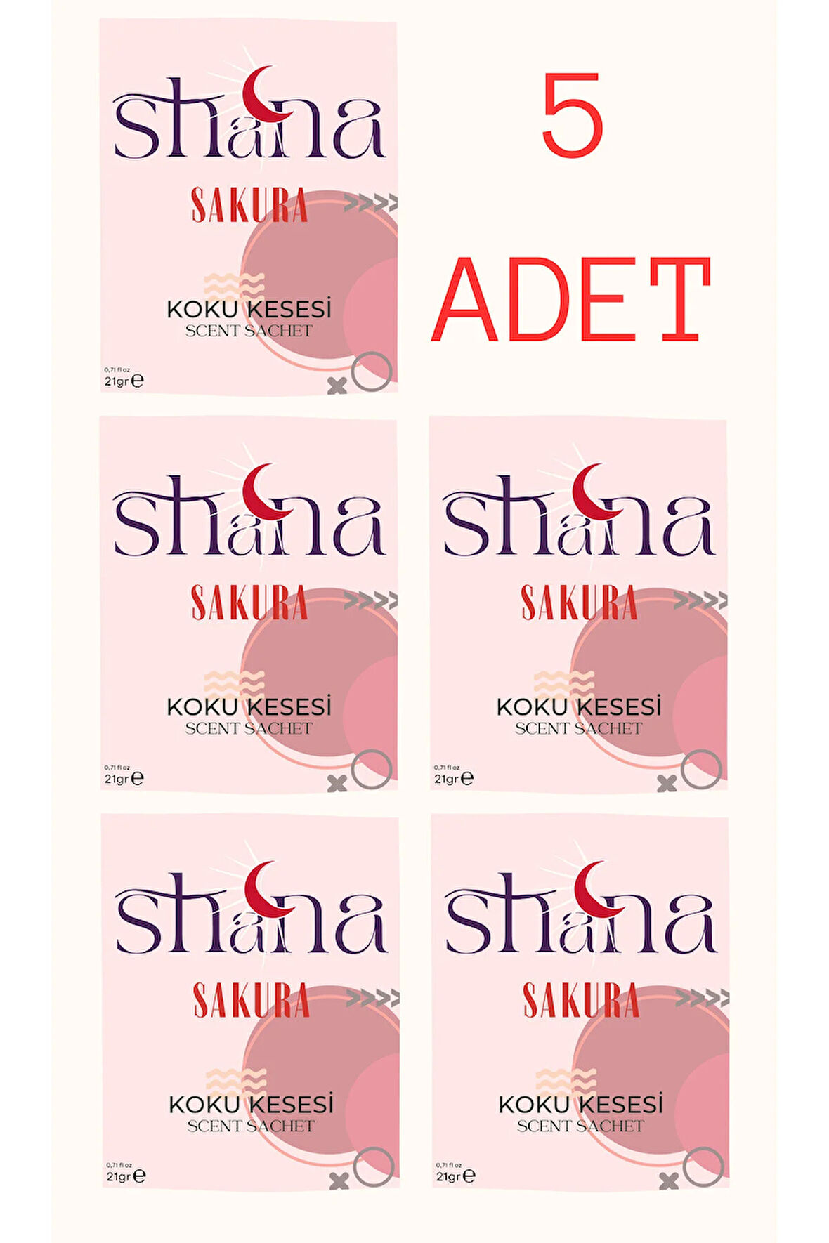 5'li Sakura Dolap Ayakkabılık Ve Çekmece Parfümlü Kese Kokusu Oda Koku Kesesi