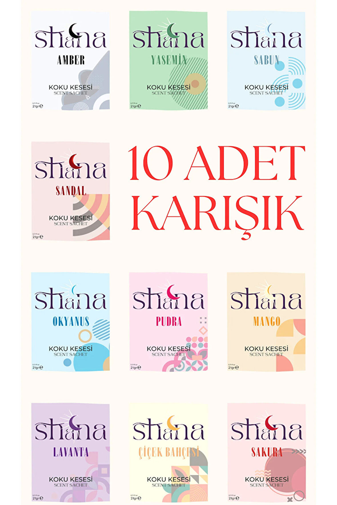 10'lu Karışık Dolap Ayakkabılık Ve Çekmece Parfümlü Kese Kokusu Oda Koku Kesesi