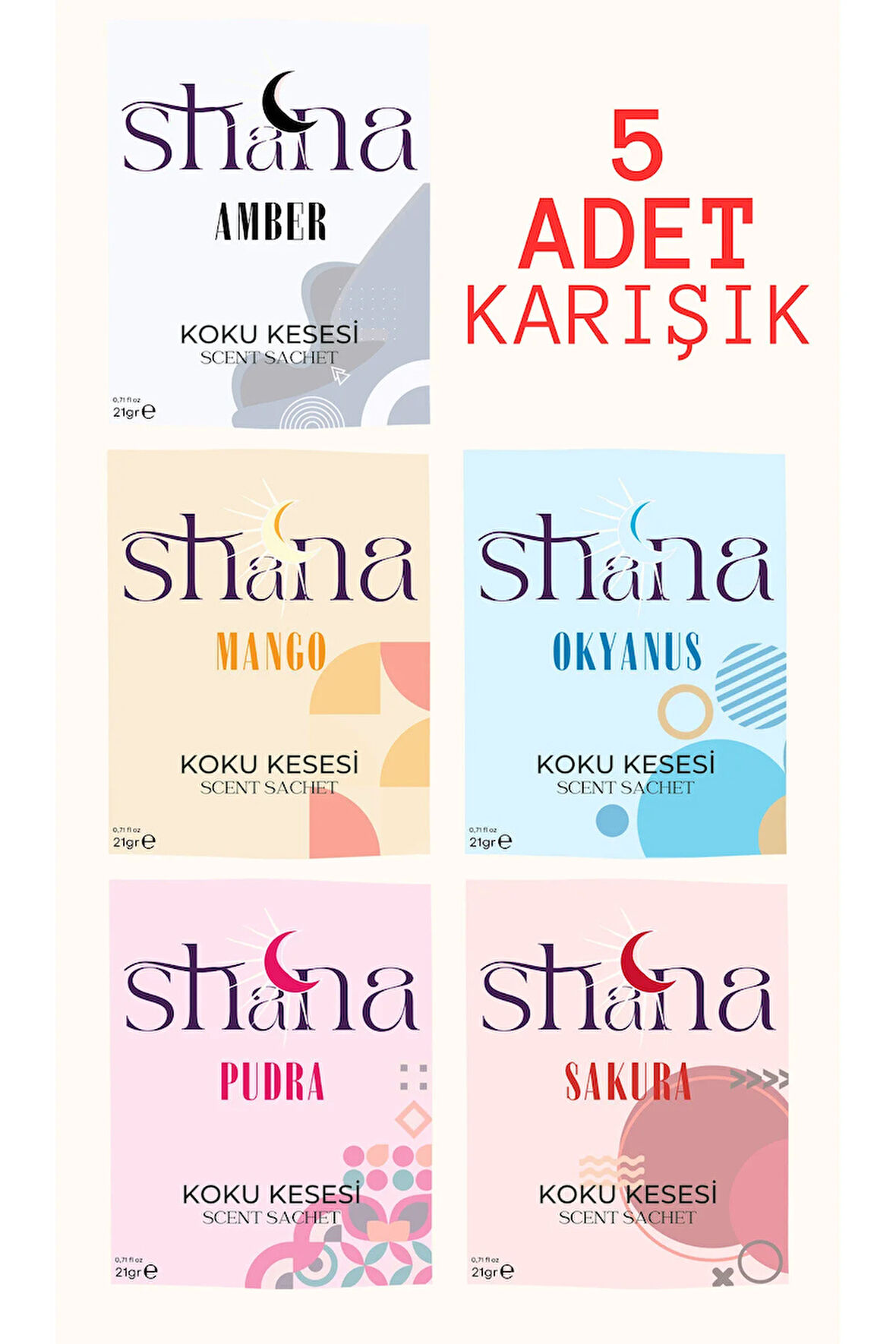 5'li Karışık Dolap Ayakkabılık Ve Çekmece Parfümlü Kese Kokusu Oda Koku Kesesi-1