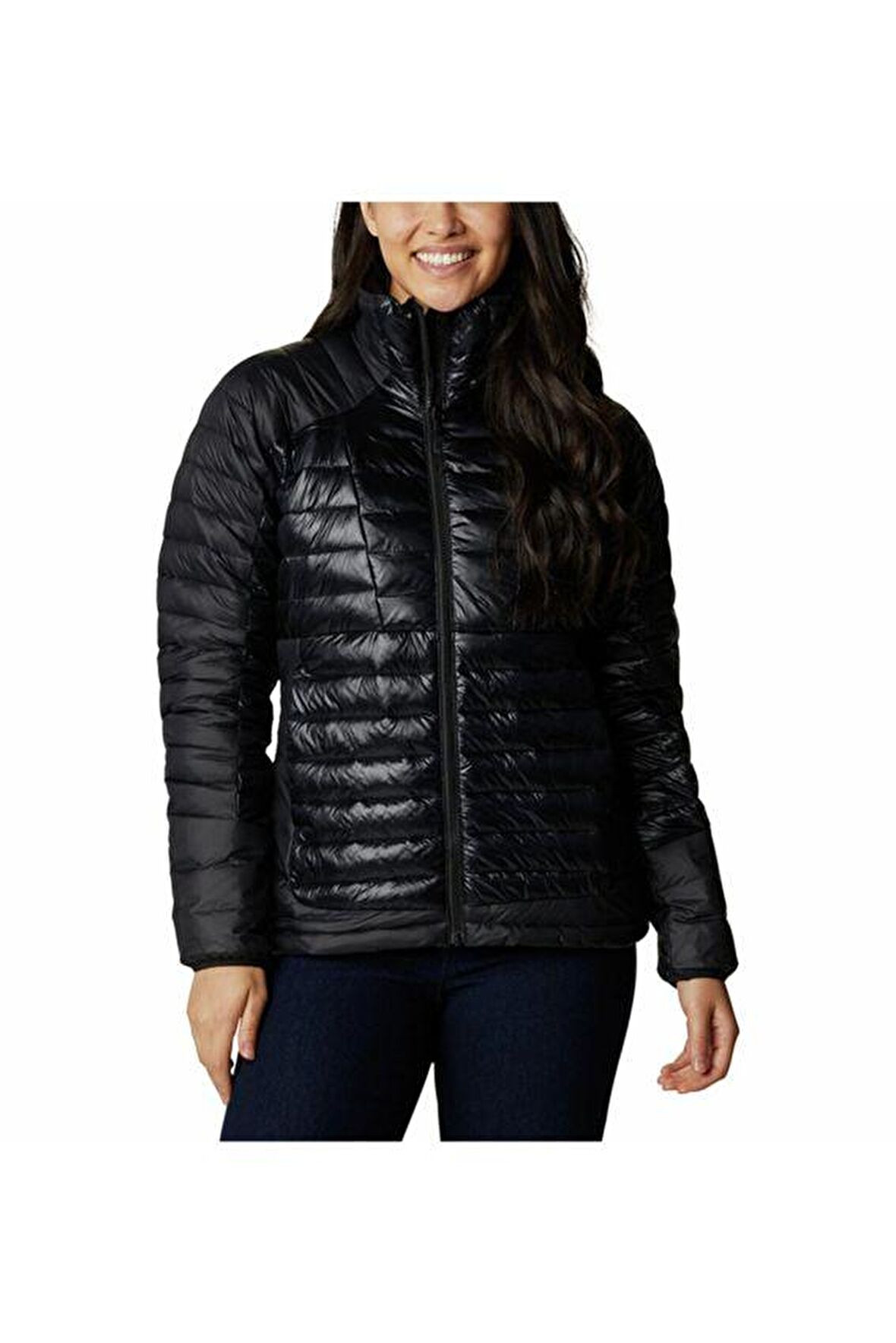 Columbia Wk2022 Dik Yaka Normal Kalıp Çizgili Siyah Kadın Mont