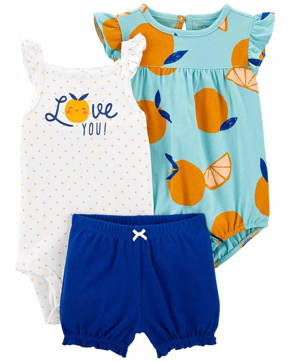 Carter's Layette Kız Bebek 3'lü Desenli Set Renkli