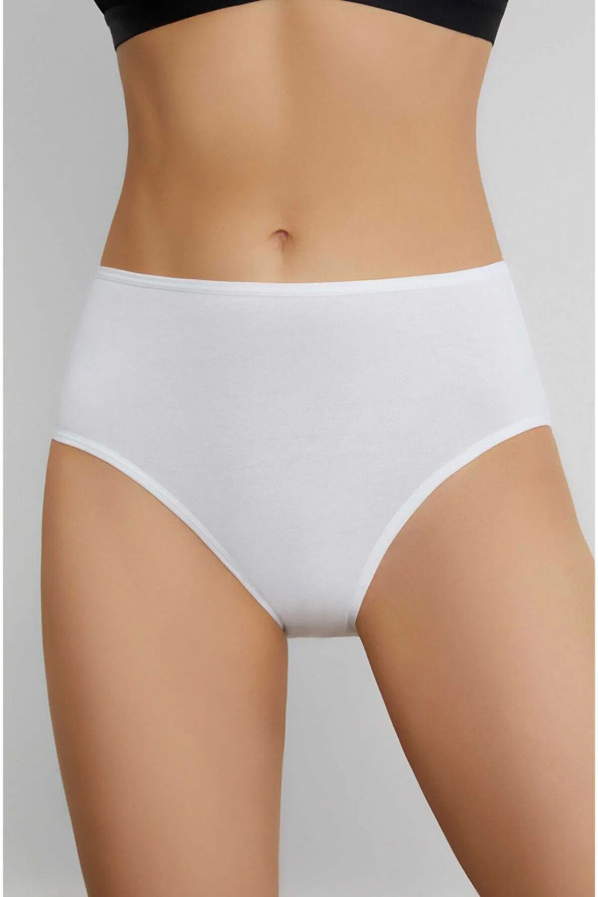 Kadın 6'lı Bato Yüksek Bel Beyaz Siyah Ten Slip Külot-700