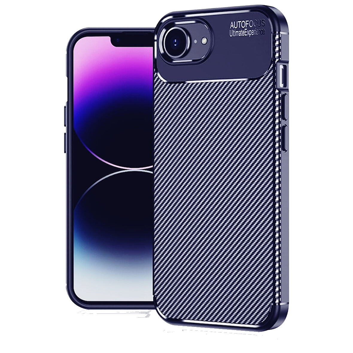 Gpack iPhone 16E uyumlu Kılıf Negro Karbon Görünümlü Desenli Silikon