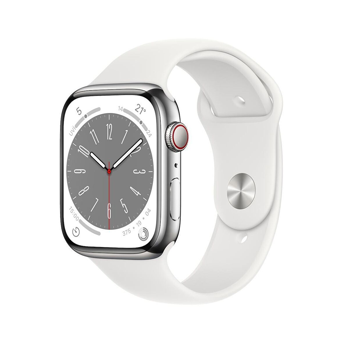 Apple Watch Series 8 GPS 45mm Gümüş Rengi Alüminyum Kasa ve Spor Kordon Akıllı Saat