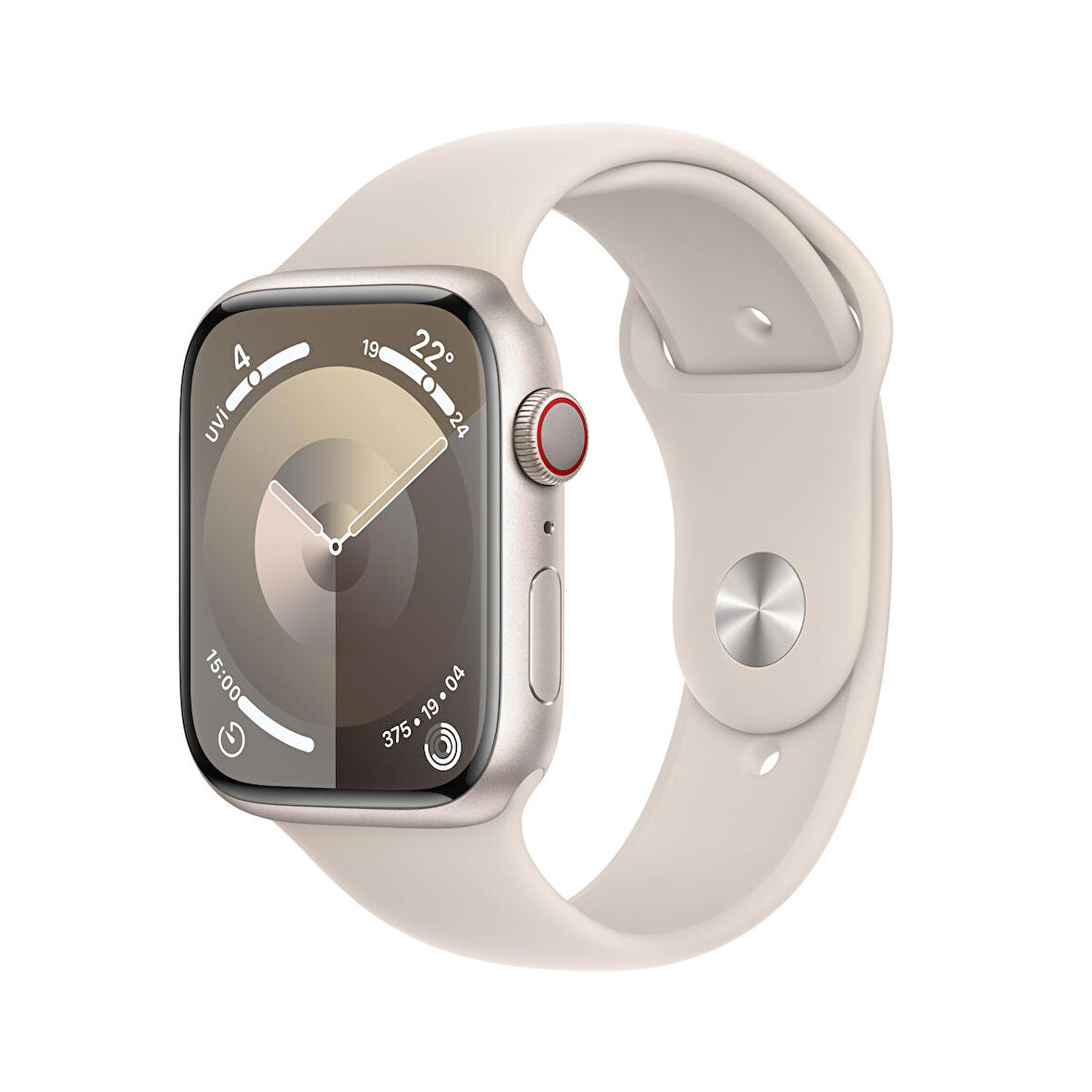 Apple Watch Series 9 GPS + Cellular 45 mm Yıldız Işığı Alüminyum Kasa ve Yıldız Işığı Spor Kordon - M/L - MRM93TU/A