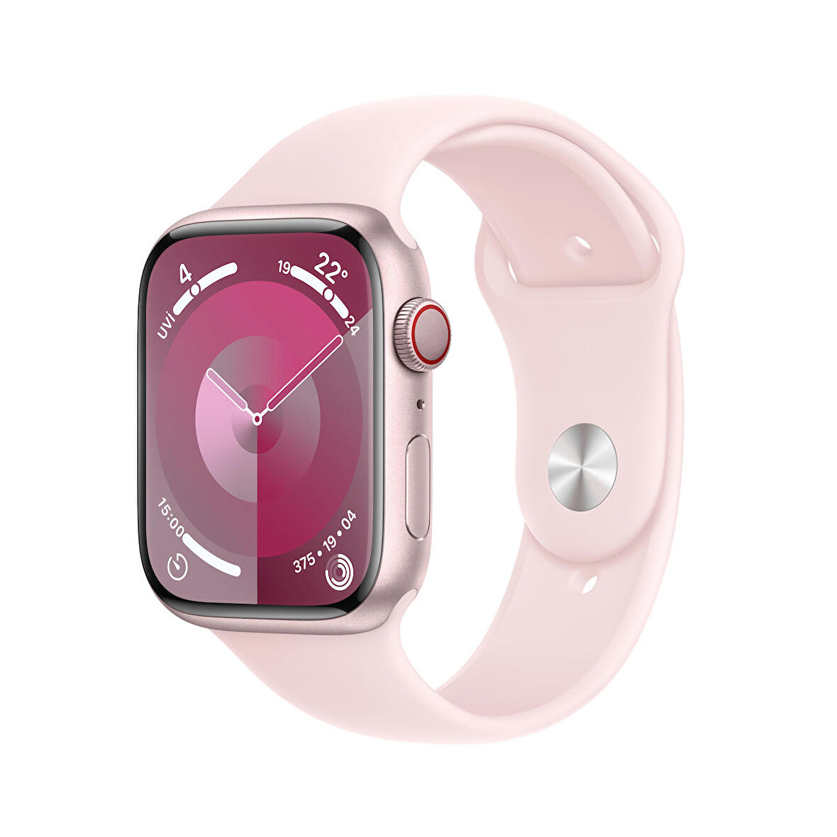 Apple Watch Series 9 GPS + Cellular 45 mm Pembe Alüminyum Kasa ve Uçuk Pembe Spor Kordon - S/M - MRMK3TU/A