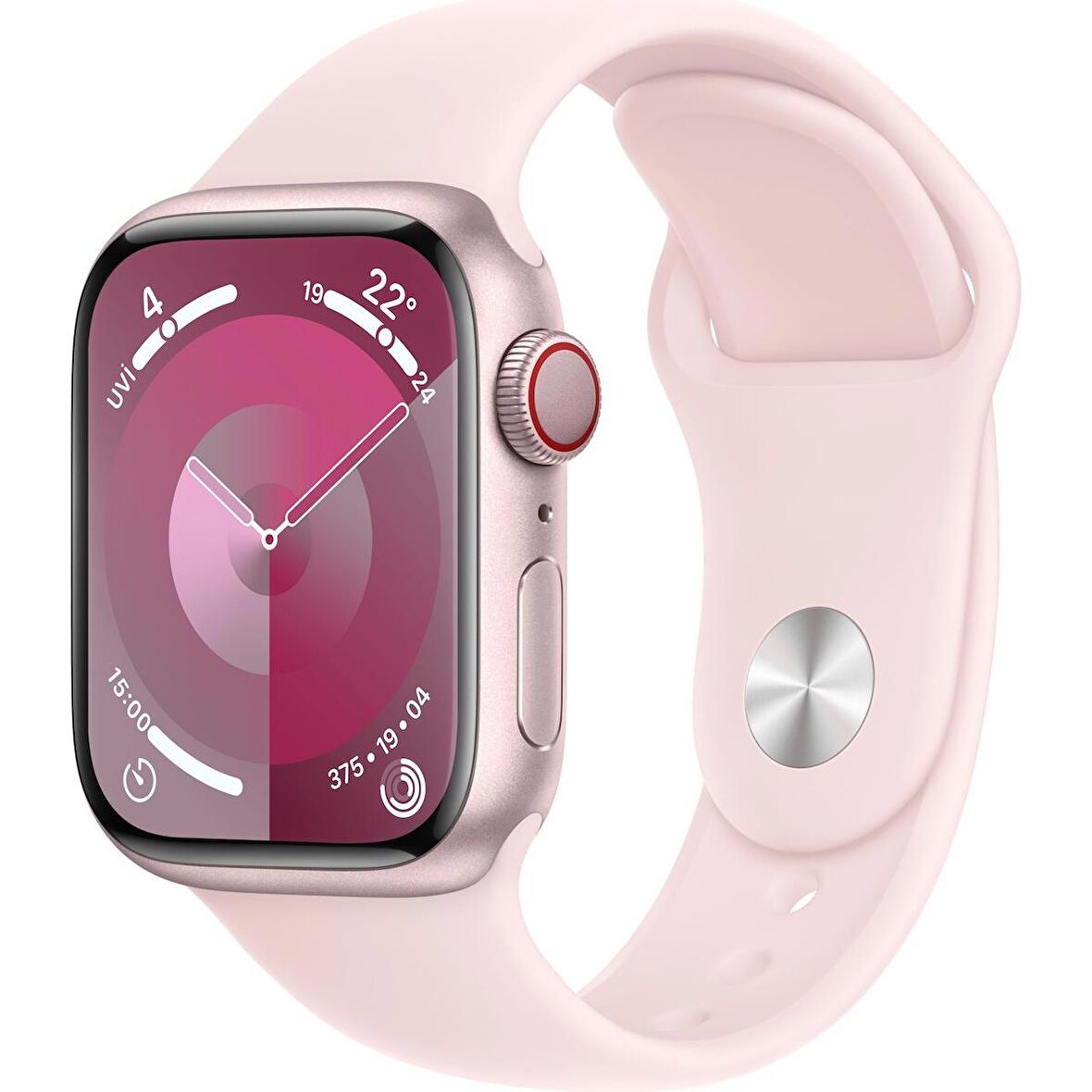 Apple Watch Seri 9 GPS + Cell, 45MM Pembe Alüminyum Kasa Spor Kordon - M/l MRML3TU/A