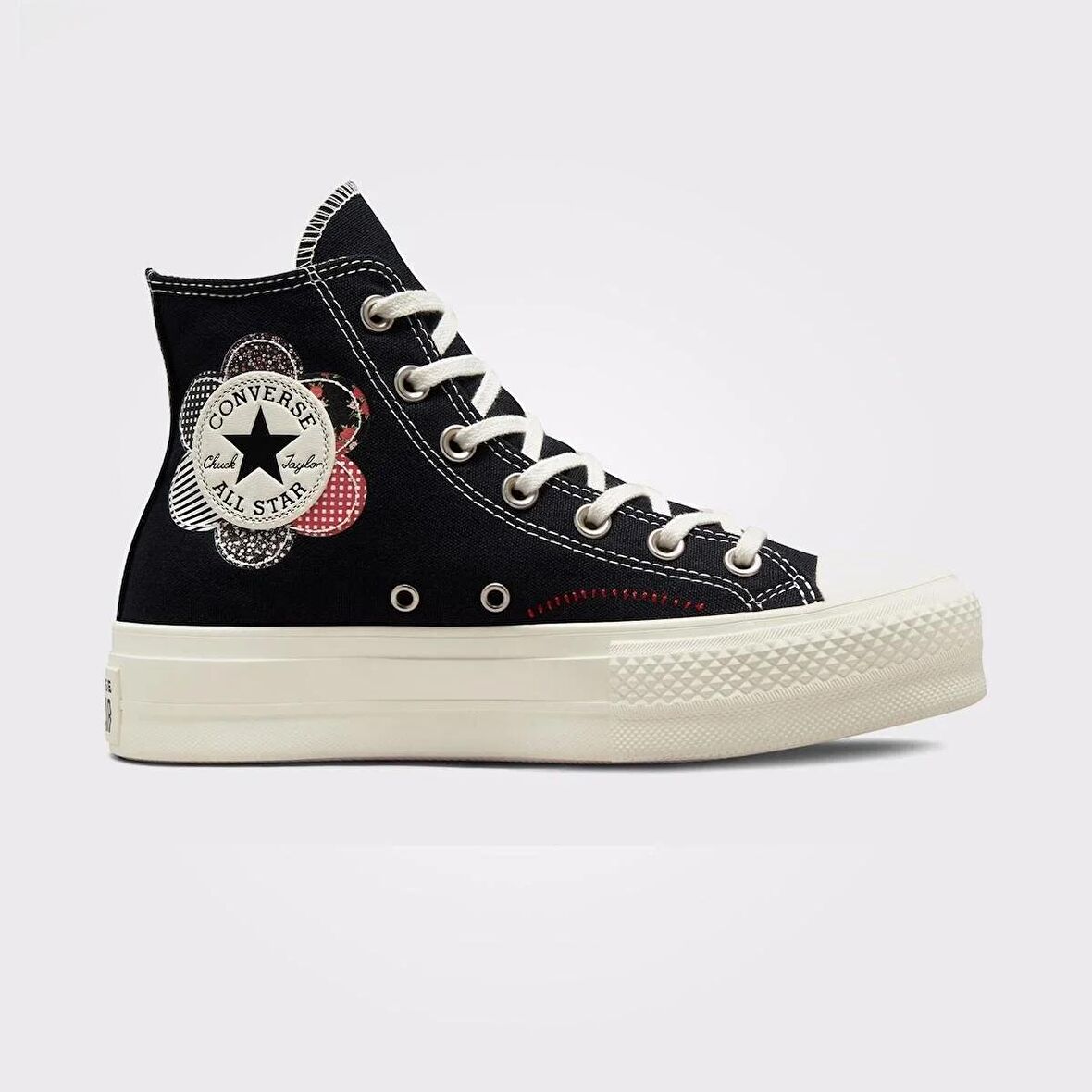 Converse Chuck Taylor All Star Lift Platform Crafted Patchwork Kadın Siyah/Kırmızı Sneaker