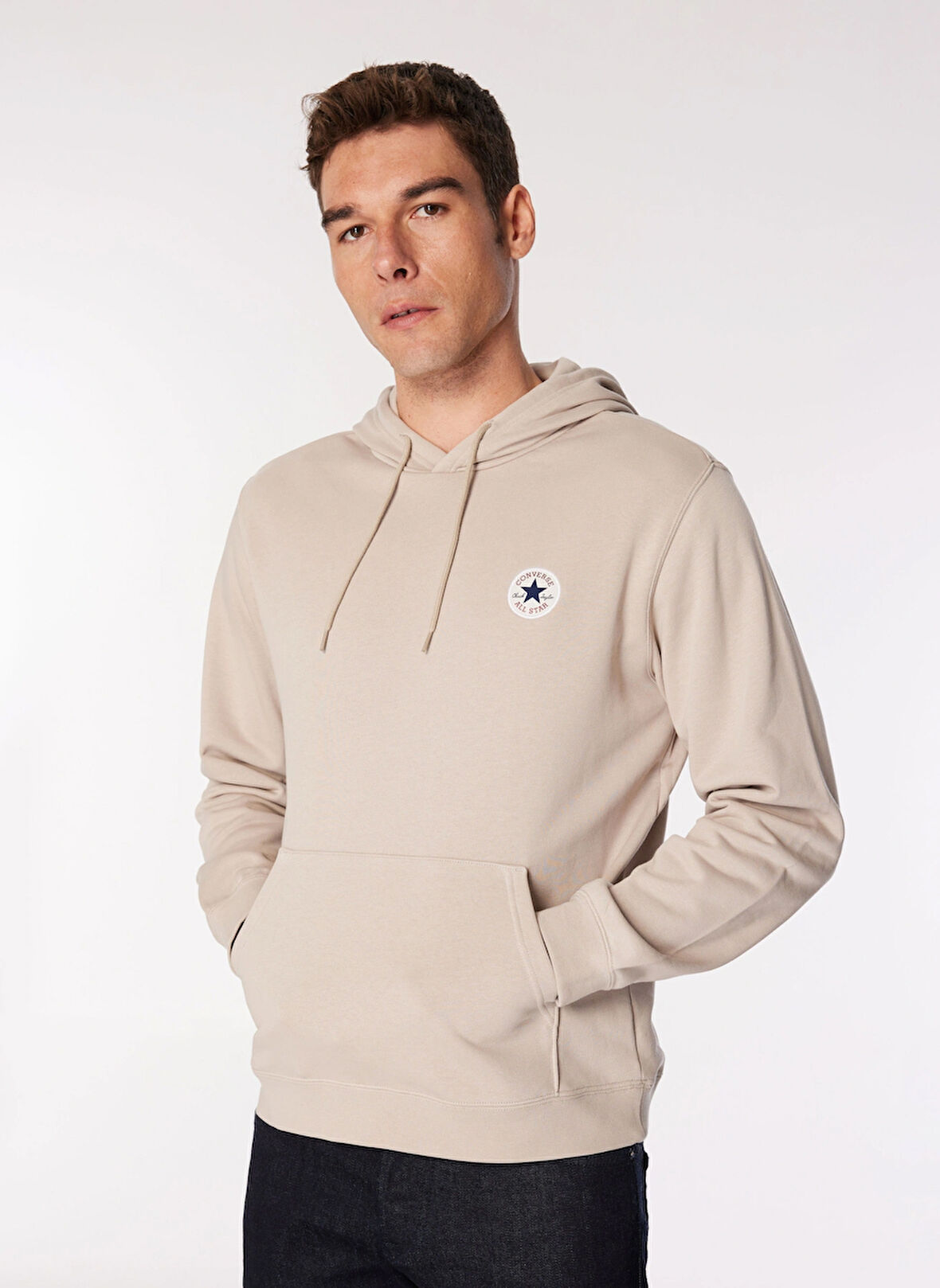 Converse CORE CHUCK PATCH HOODIE FT PAPYRUS Bej Kadın Lastikli Paça Lastikli Bel Regular Fit Eşofman