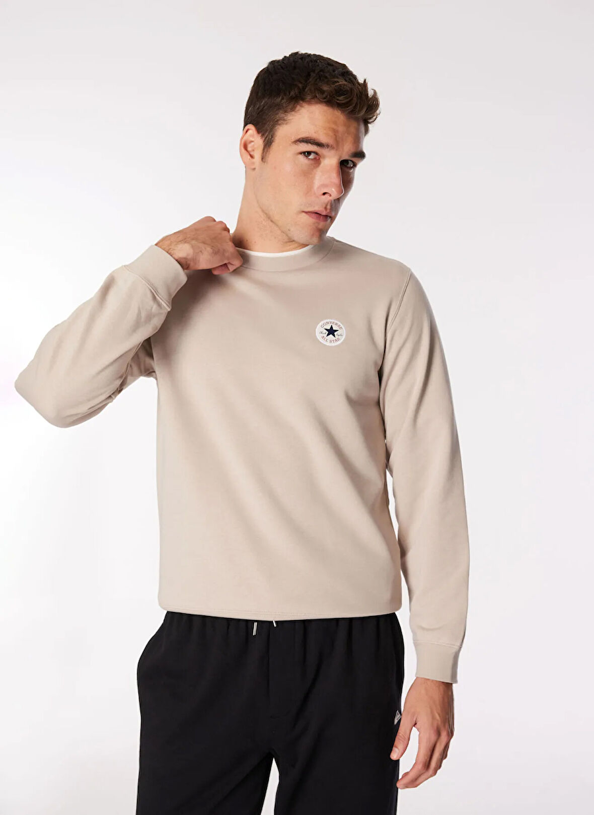 CORE CHUCK PATCH CREW FT PAPYRUS Bej Erkek Yuvarlak Yaka Lastikli Bel Regular Fit Sweatshirt