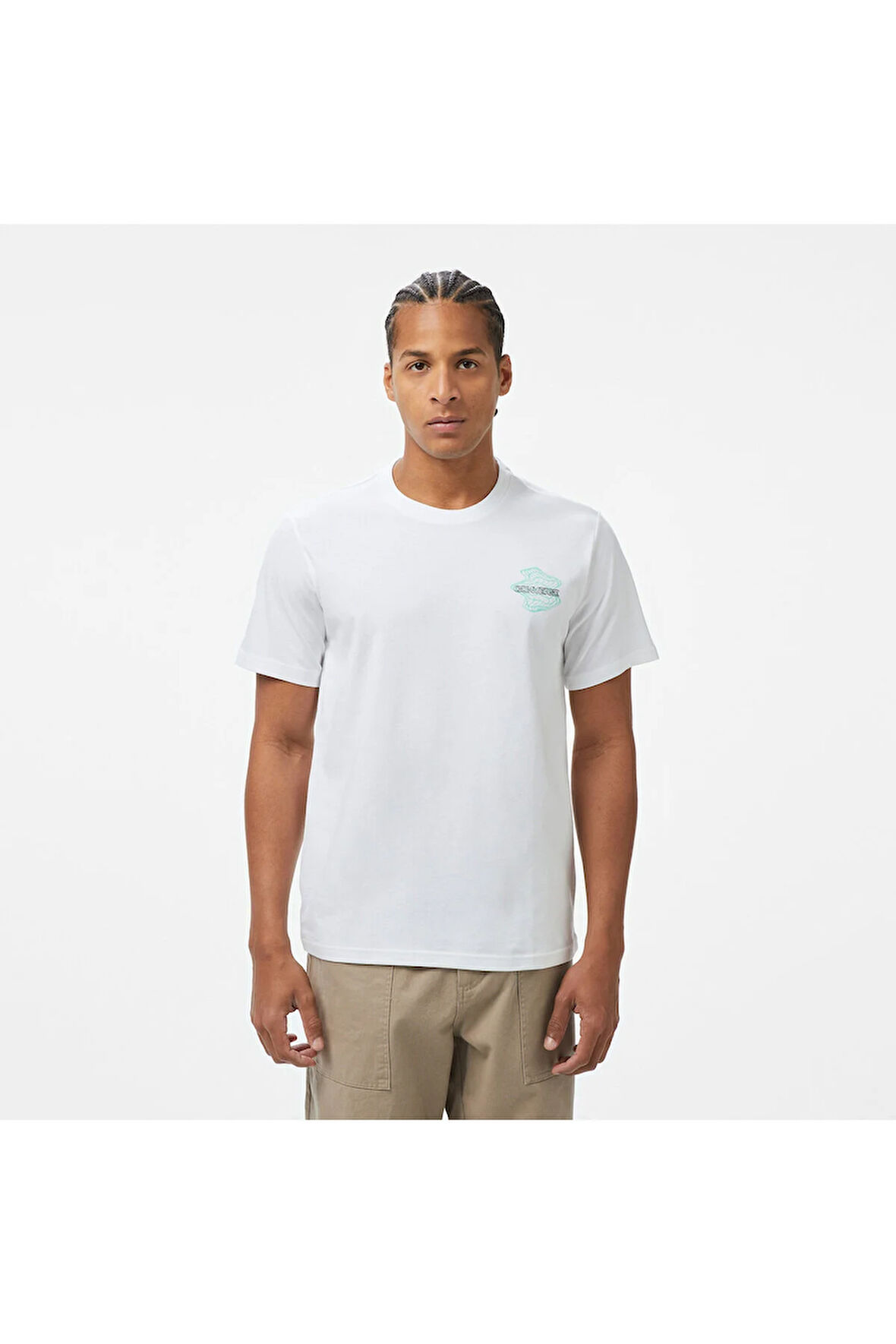 Loose Fit Erkek Grafik Baskılı Beyaz T-Shirt