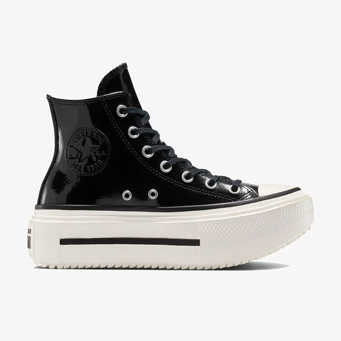 Converse CHUCK TAYLOR ALL STAR LIFT DOUBLE STACK PLATFORM PATENT LEATHER Kadın Siyah Sneaker A12977C-001