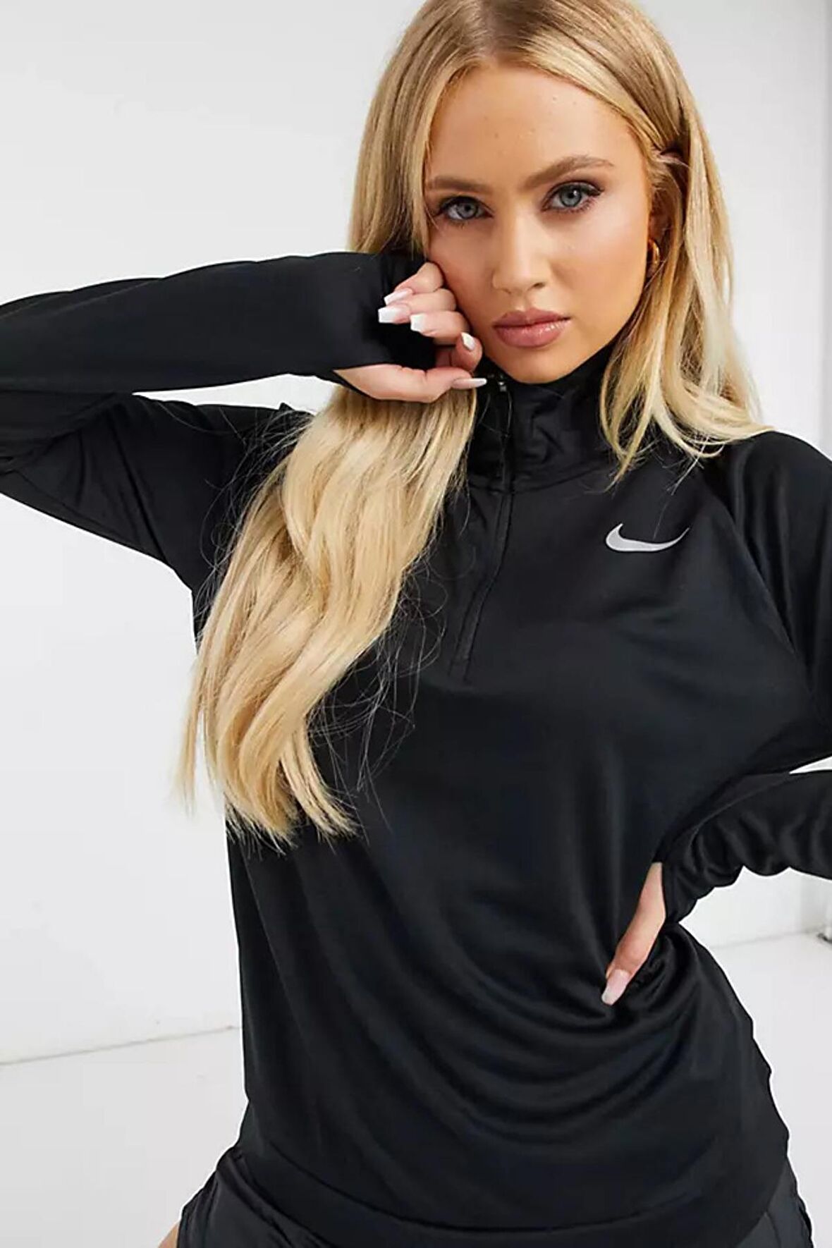 Nike Dri-Fit Runnig Element Half Zip Long Kadın Siyah Çeyrek Fermuar Antreman Üstü